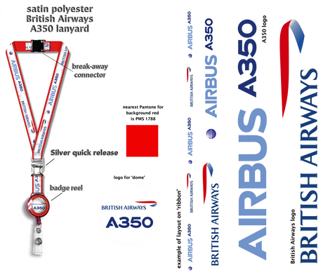 British Airways A350 Satin Polyester Lanyard