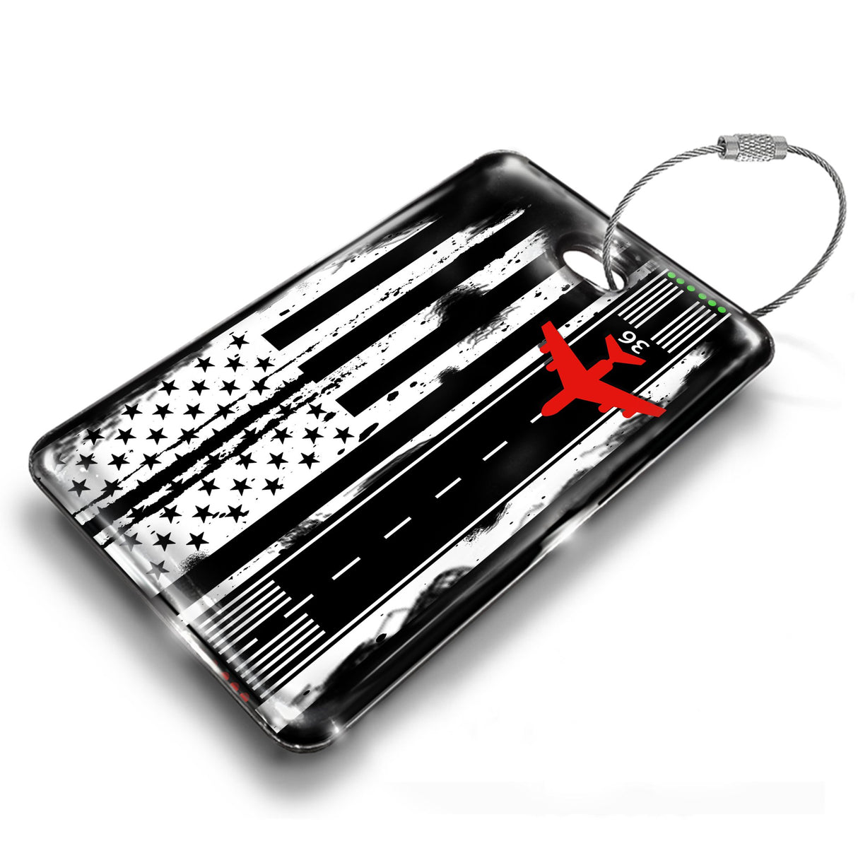 American Flag Runway Luggage Tag