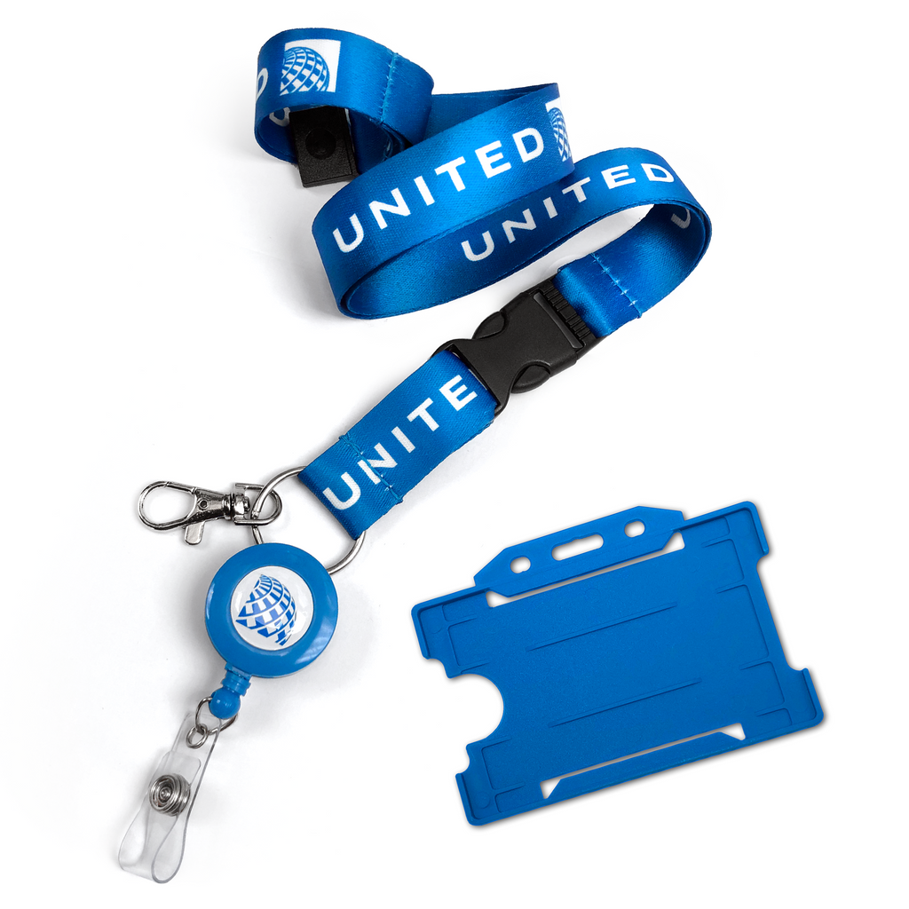 United Airlines Logo Lanyard + Badge Reel