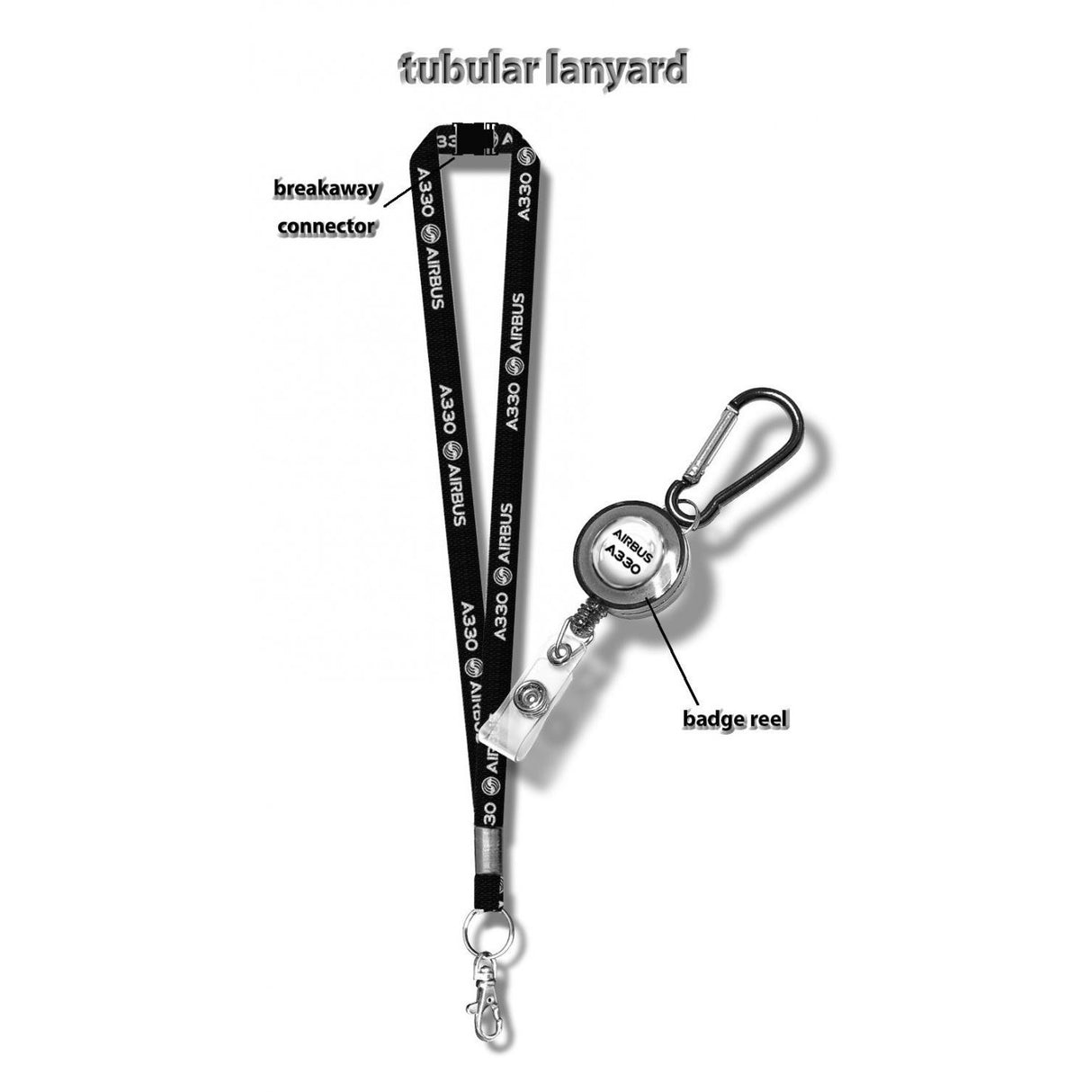 A330 Black Tubular Lanyard